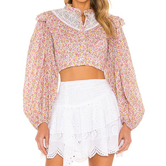 LoveShackFancy Tops - NWT: LOVESHACKFANCY | Egan Floral Crop Top